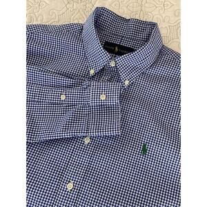 POLO RALPH LAUREN Men’s Long Sleeve Button Up Shirt Size Large Blue White Check